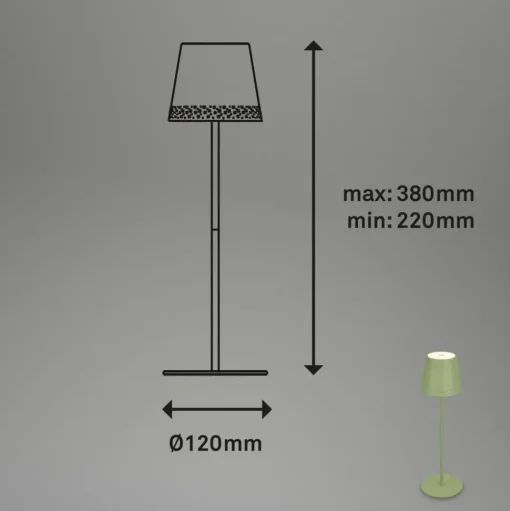 Kiki LED tafellamp, lime groen, IP44, 3.000K