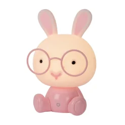 Kindertafellamp Dodo bunny, roze/wit, dimbaar, ABS