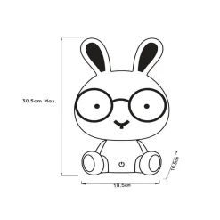 Kindertafellamp Dodo bunny, roze/wit, dimbaar, ABS