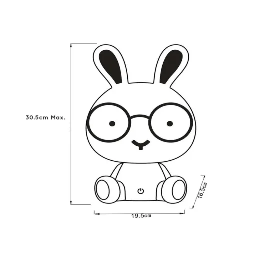 Kindertafellamp Dodo bunny, roze/wit, dimbaar, ABS