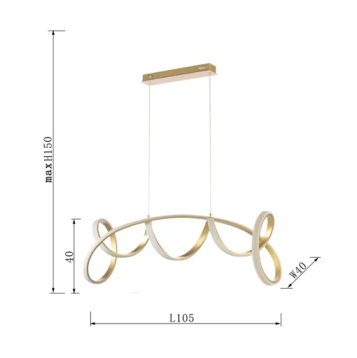 Kira LED hanglamp, goudkleurig, lengte 102 cm, 4000 K