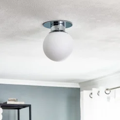 Klassieke bolvormige plafondlamp GLOBE, chroom