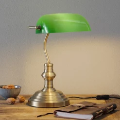 Klassieke tafellamp Bankers, 42 cm, groen