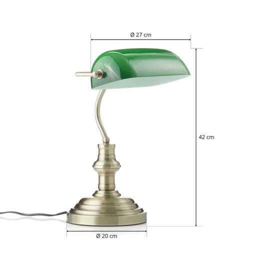 Klassieke tafellamp Bankers, 42 cm, groen