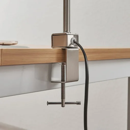 Klemlamp Triska met flexarm, gesatineerd nikkel