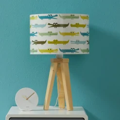 Kleurrijke kinderkamer tafellamp krokodil met hout