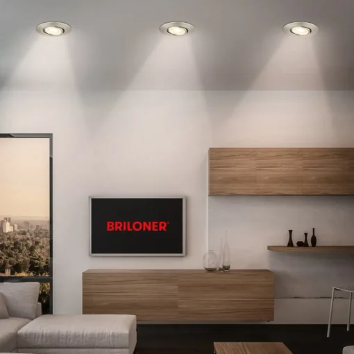 Klira inbouwlamp, nikkel, draaibaar, dimbaar, 3 stuks