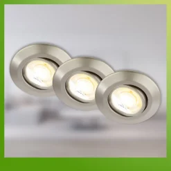 Klira inbouwlamp, nikkel, draaibaar, dimbaar, 3 stuks