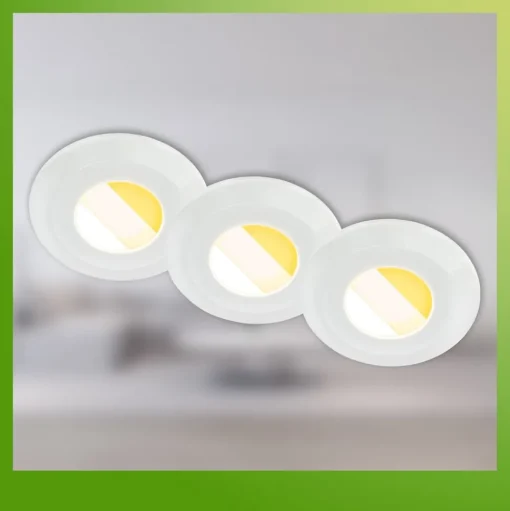 Klira inbouwlamp, wit, Ø 9 cm, IP44, set van 3