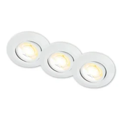 Klira inbouwlamp, wit, Ø 9 cm, draaibaar, 3 stuks