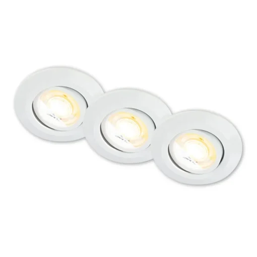 Klira inbouwlamp, wit, Ø 9 cm, draaibaar, 3 stuks