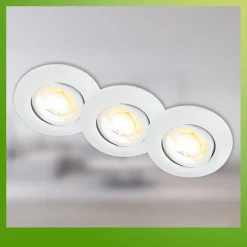 Klira inbouwlamp, wit, Ø 9 cm, draaibaar, 3 stuks