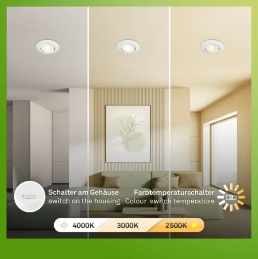 Klira inbouwlamp, wit, draaibaar, dimbaar, 3 stuks