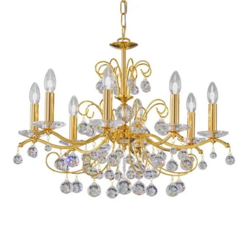 KOLARZ Carmen kristal goud 8-lamps Ø 70 cm