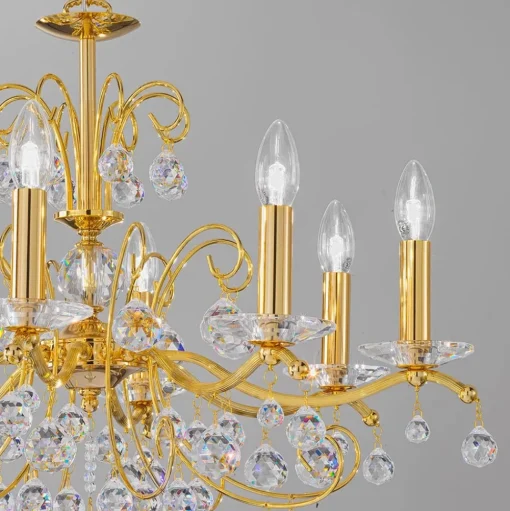 KOLARZ Carmen kristal goud 8-lamps Ø 70 cm