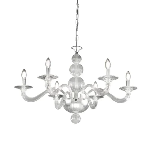 Kolarz Murano Tiepolo kroonluchter, helder/chroom, Murano glas