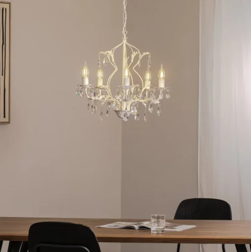 Kristallen kroonluchter Teresa, ivoor 5-lamps