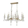 Kroonluchter Adone, lineair, 8-lamps, messing, kristalglas