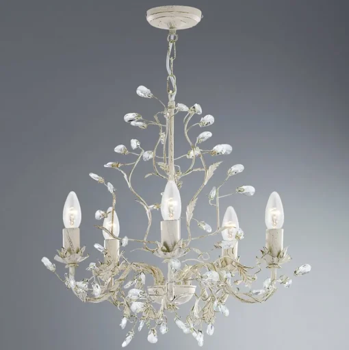 Kroonluchter Almandite 5-lamps, crème-goud