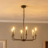 Kroonluchter Ampli, zwart/goud, 6-lamps