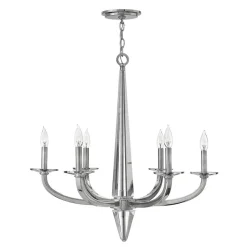 Kroonluchter Ascher, gepolijst nikkel, 6-lamps