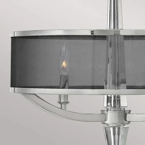 Kroonluchter Ascher met oganza kap, 3-lamps
