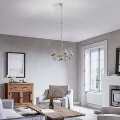 Kroonluchter Ayleen 6-lamps 1 niveau, wit
