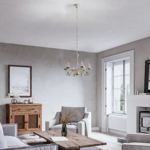 Kroonluchter Ayleen 6-lamps 1 niveau, wit