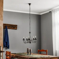 Kroonluchter Ayleen van staal, 5-lamps, zwart