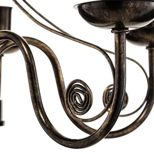 Kroonluchter Ayleen van staal, 5-lamps, zwart