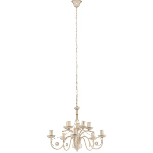 Kroonluchter Ayleen van staal, 10-lamps, wit