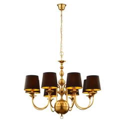 Kroonluchter Baranio met stoffen kappen 8-lamps