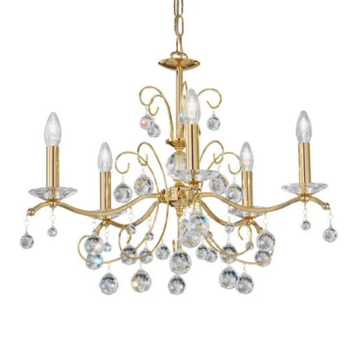 Kroonluchter Carmen II, glas, verguld, 65 cm