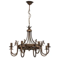 Kroonluchter Castle donker met de hand gepatineerd 8-lamps