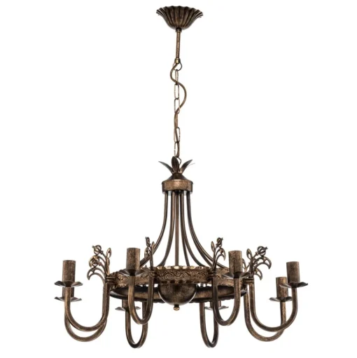 Kroonluchter Castle donker met de hand gepatineerd 8-lamps