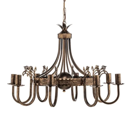 Kroonluchter Castle donker met de hand gepatineerd 8-lamps