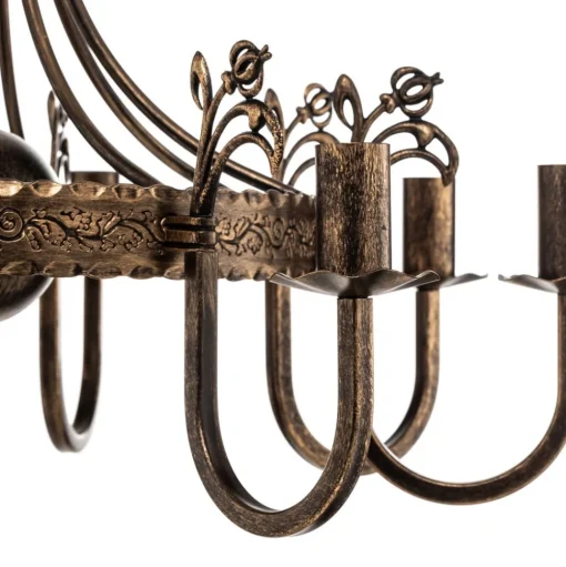 Kroonluchter Castle donker met de hand gepatineerd 8-lamps