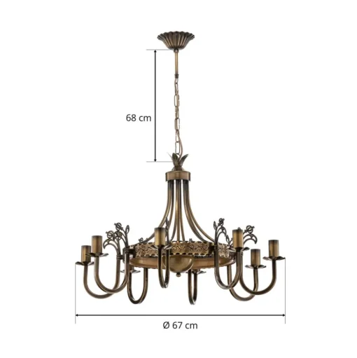 Kroonluchter Castle licht gepatineerd 8-lamps