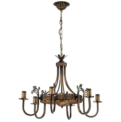Kroonluchter Castle, licht gepatineerd, Ø 62 cm, metaal, 6-lamps.