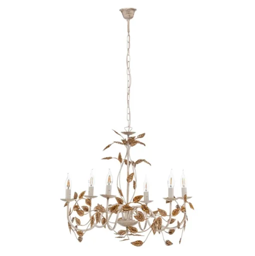 Kroonluchter Collana metaal 6-lamps ivoor