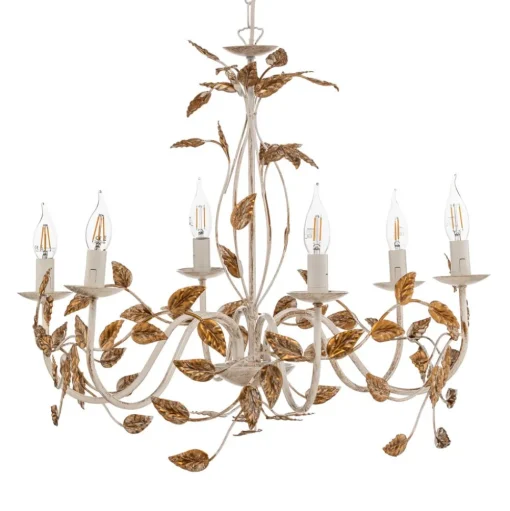 Kroonluchter Collana metaal 6-lamps ivoor