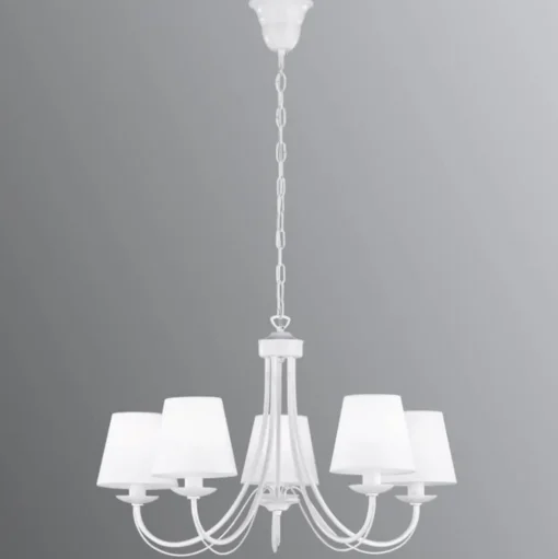 Kroonluchter Cortez, wit, 5-lamps