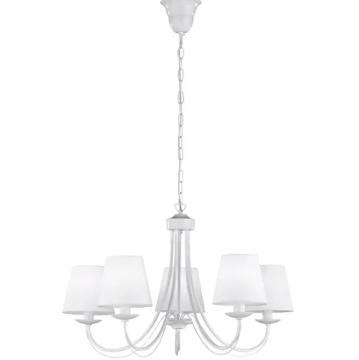 Kroonluchter Cortez, wit, 5-lamps