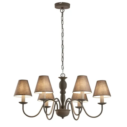 Kroonluchter Fatima, grijs, 6-lamps