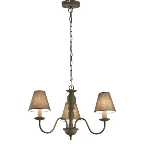Kroonluchter Fatima, grijs, 3-lamps