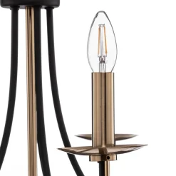 Kroonluchter Ferra, antiek messing, 5-lamps