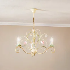 Kroonluchter Florina met bloemmotief, 3-lamps