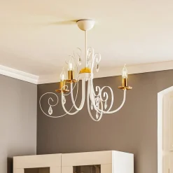 Kroonluchter Foreman 3-lamps, wit-koper