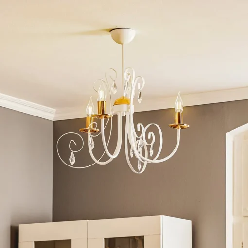 Kroonluchter Foreman 3-lamps, wit-koper