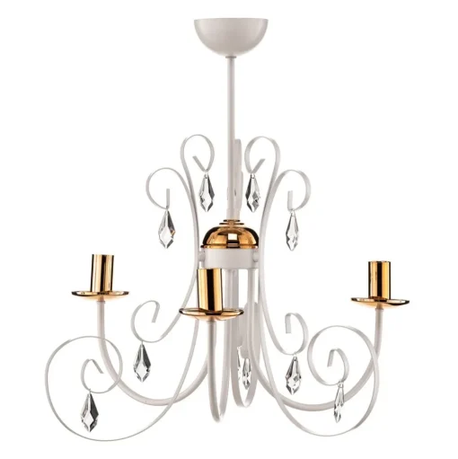 Kroonluchter Foreman 3-lamps, wit-koper